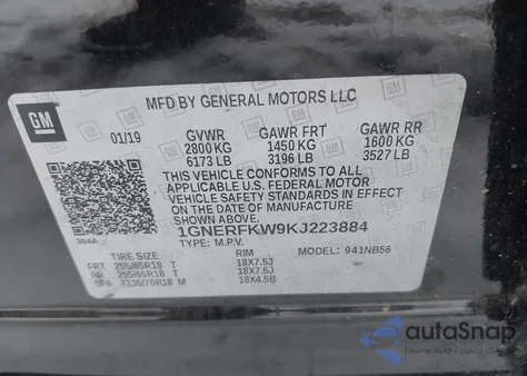 2019 Chevrolet Traverse Ls z USA, uszkodzony, nr VIN 1GNERFKW9KJ223884